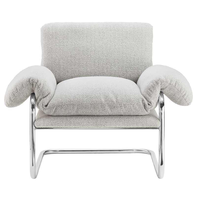 Modway Ansel Boucle Fabric Upholstered Accent Chair in Newsprint