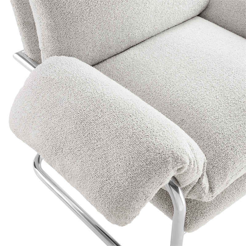 Modway Ansel Boucle Fabric Upholstered Accent Chair in Newsprint