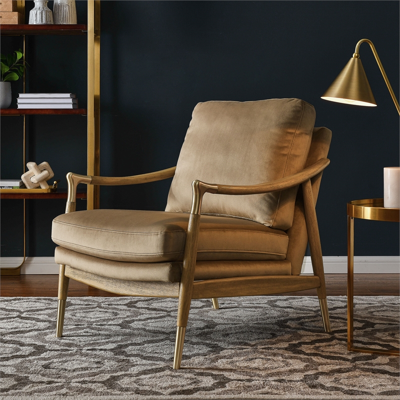 Langford Accent Armchair in Taupe Walnut