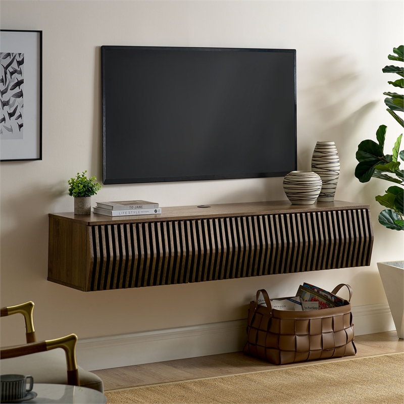 Vaughn Wall Mount TV Stand in Walnut