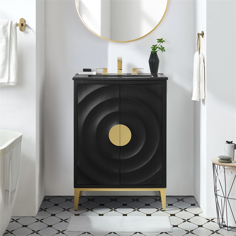 Beau Bathroom Vanity with Basin in Black Black