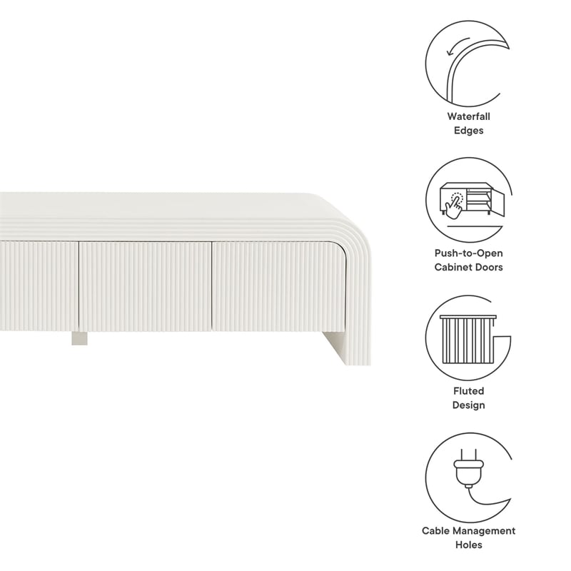Waterflute TV Stand in White Matte