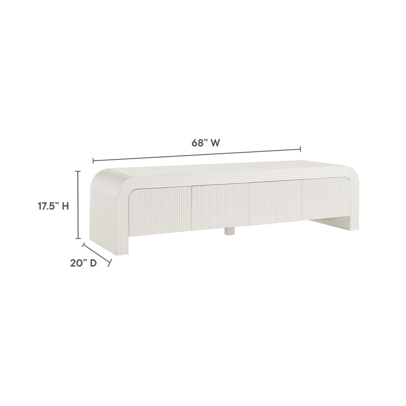 Waterflute TV Stand in White Matte