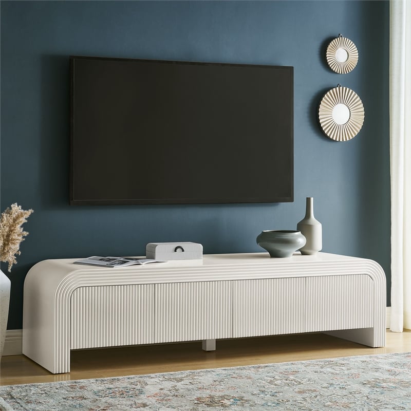 Waterflute TV Stand in White Matte