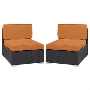 Gather Armless Chair Set of 2 in Espresso Orange