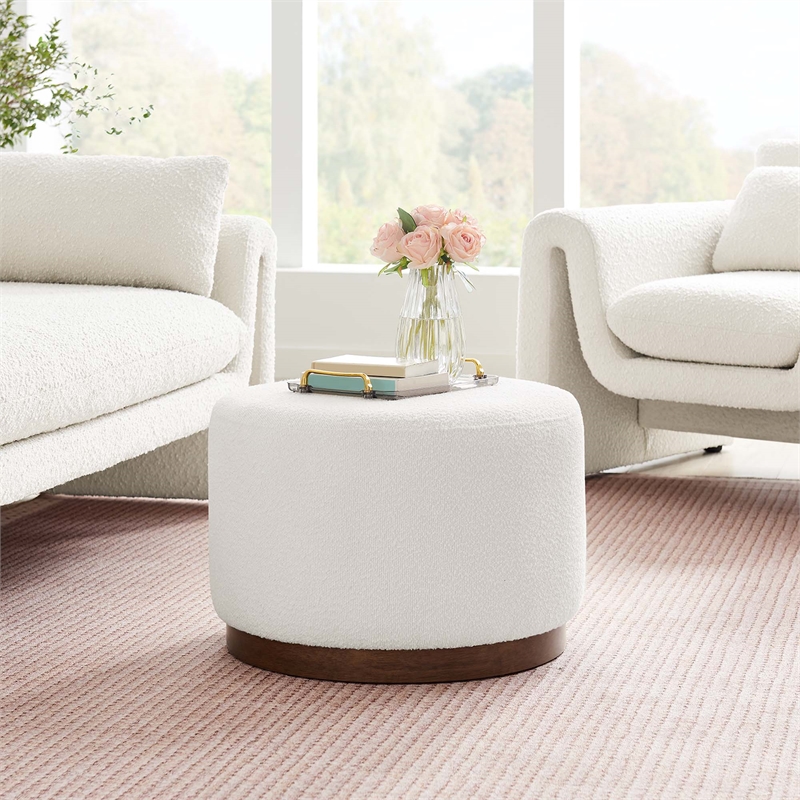 Modway Tilden Ottoman in Cloud White and Walnut