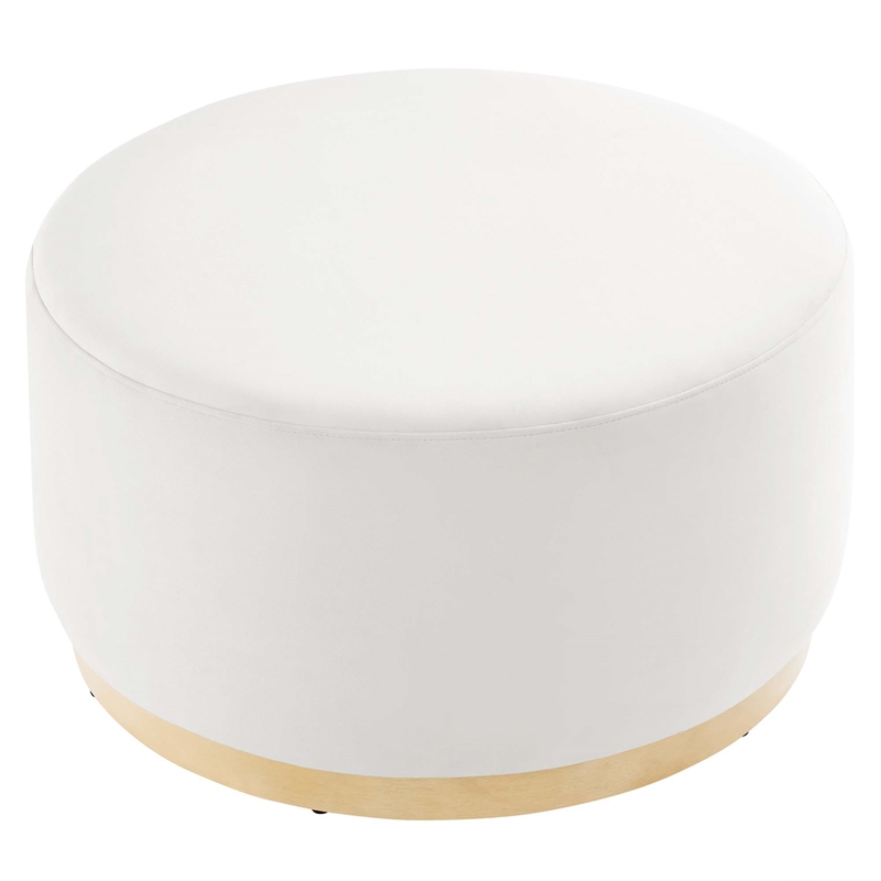 Modway Tilden Performance Velvet Upholstered Ottoman in Alabaster Natural