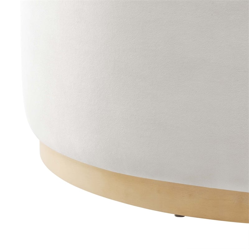 Modway Tilden Performance Velvet Upholstered Ottoman in Alabaster Natural