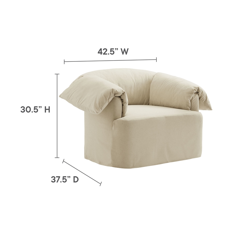 Modway Lark Oversized Armchair in Linen White