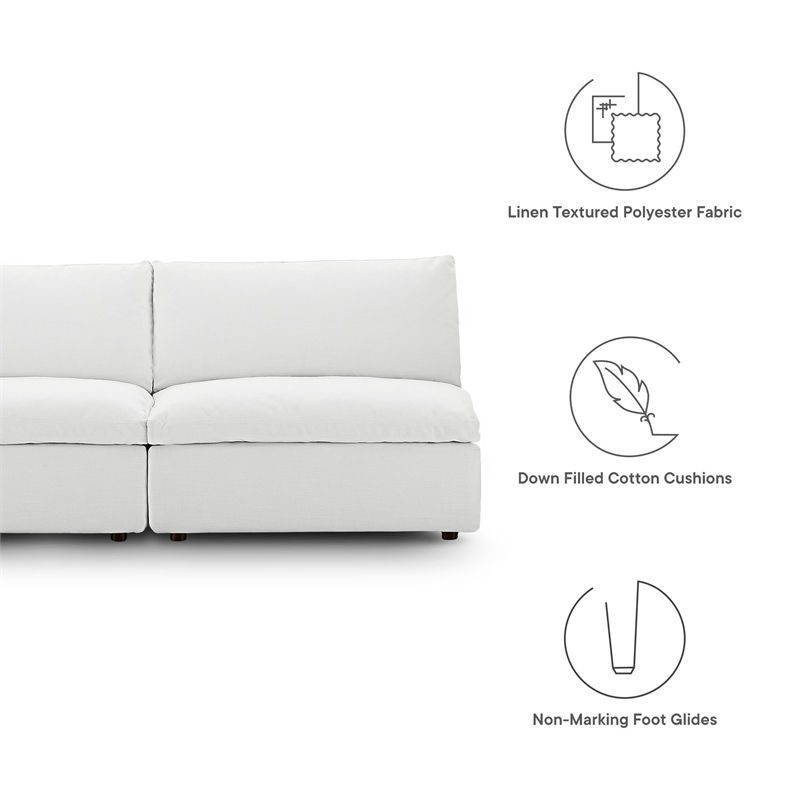 Commix Armless Sectional Loveseat in White