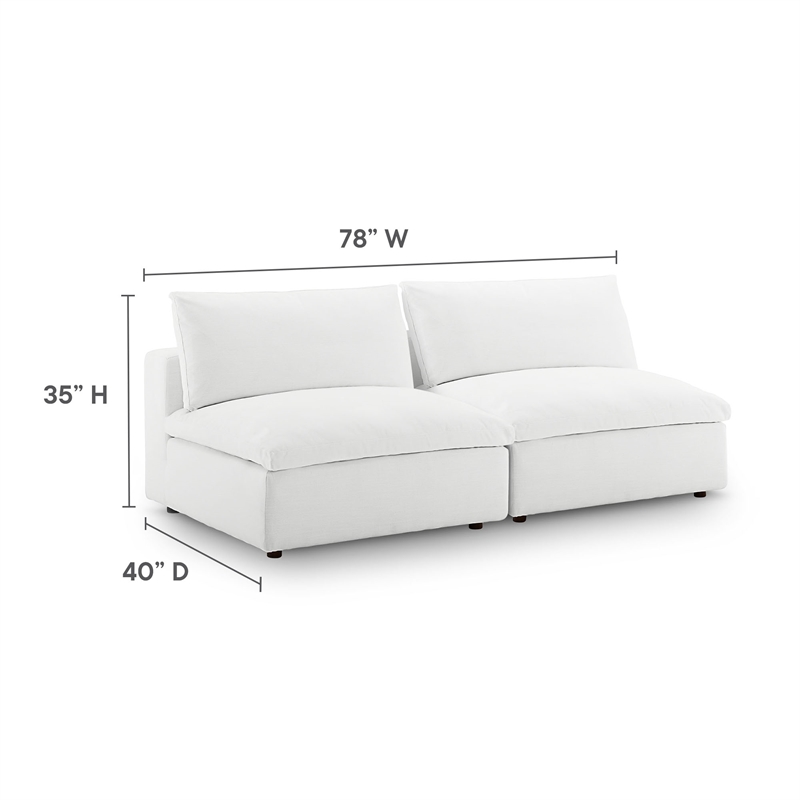 Commix Armless Sectional Loveseat in White