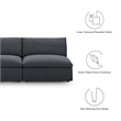 Commix Armless Sectional Loveseat in Gray