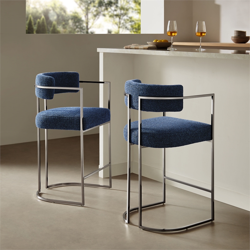 Modway Huron Counter Stool in Silver Navy