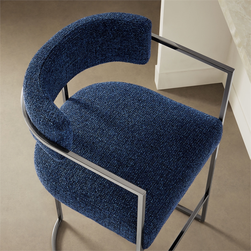 Modway Huron Counter Stool in Silver Navy