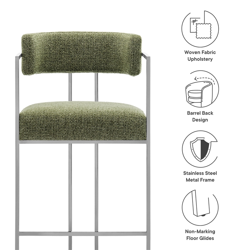 Modway Huron Counter Stool in Silver Leaf