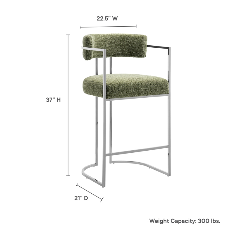 Modway Huron Counter Stool in Silver Leaf