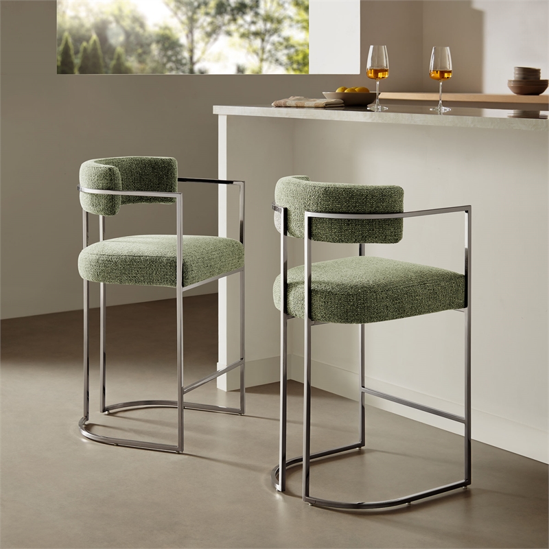 Modway Huron Counter Stool in Silver Leaf