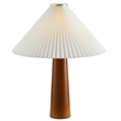 Modway Jessica Table Lamp With Pleated Fabric Shade in Walnut