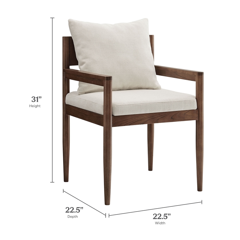 Remington Wood Fabric Dining Armchair in Salt