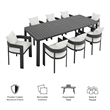 Modway Tahoe Aluminum 9-Piece Dining Set With Extendable Table in Gray White