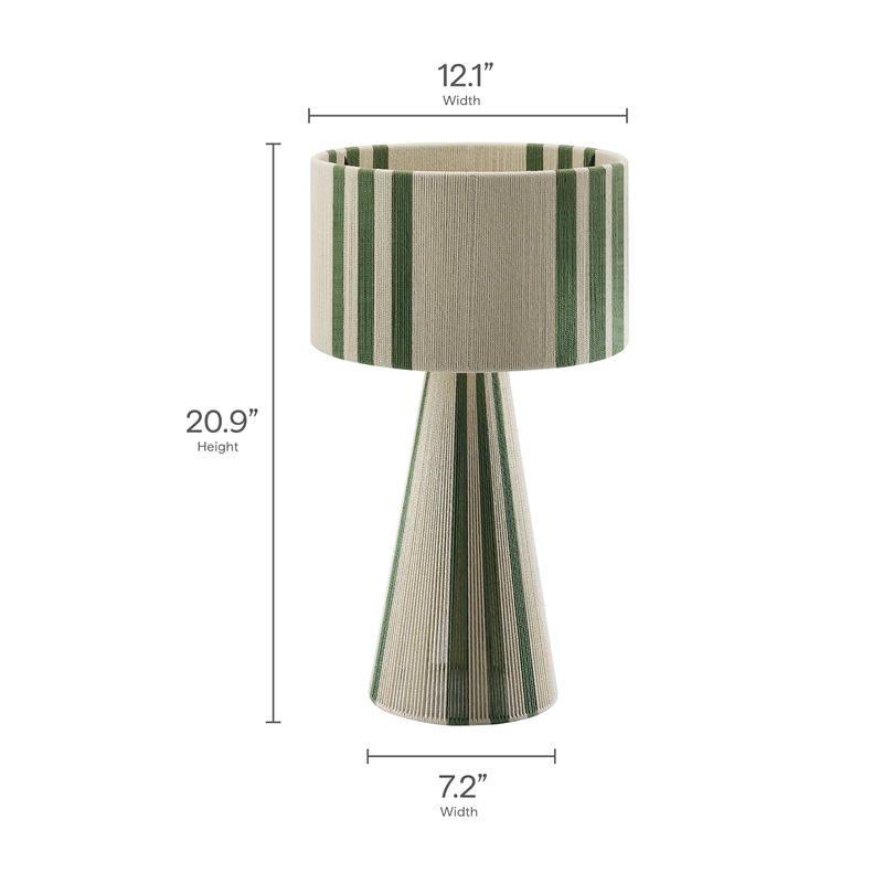 Gia Handwoven Cotton Thread Striped or Plain Table Lamp in Basil Green