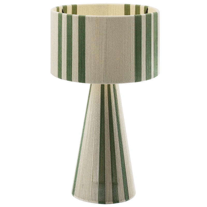 Gia Handwoven Cotton Thread Striped or Plain Table Lamp in Basil Green