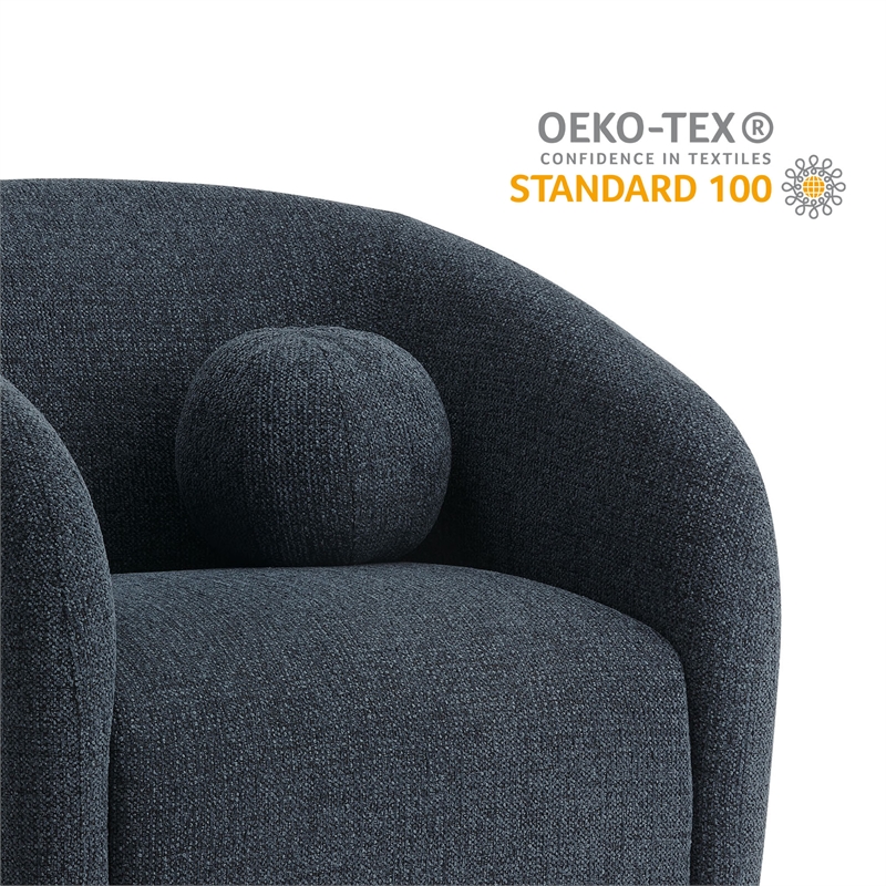 Holland Swivel Chenille Fabric Armchair in Navy