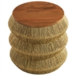 Maris Seagrass and Wood End Table in Walnut Natural