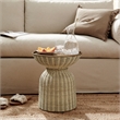Lazaro Round Rattan Side Table in Burnished Brass Natural