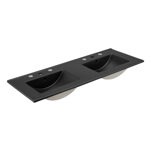 Cayman 48&quot Double Basin Bathroom Sink in Black