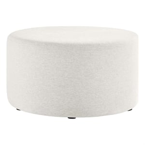 Callum Large 29&quot Round Woven Heathered Fabric Upholstered Ottoman