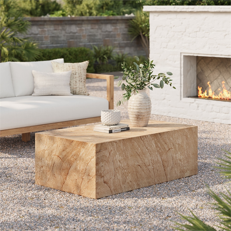 Jordana Square Plinth Indoor - Outdoor Patio Concrete Coffee Table