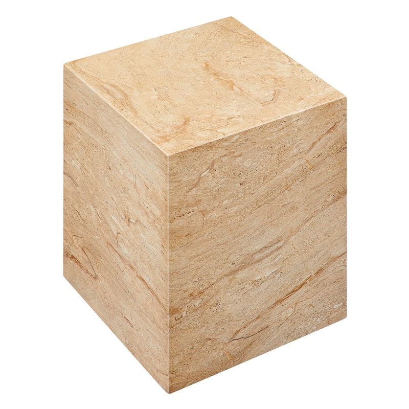 Jordana Square Plinth Indoor - Outdoor Patio Concrete Side Table in Travertine