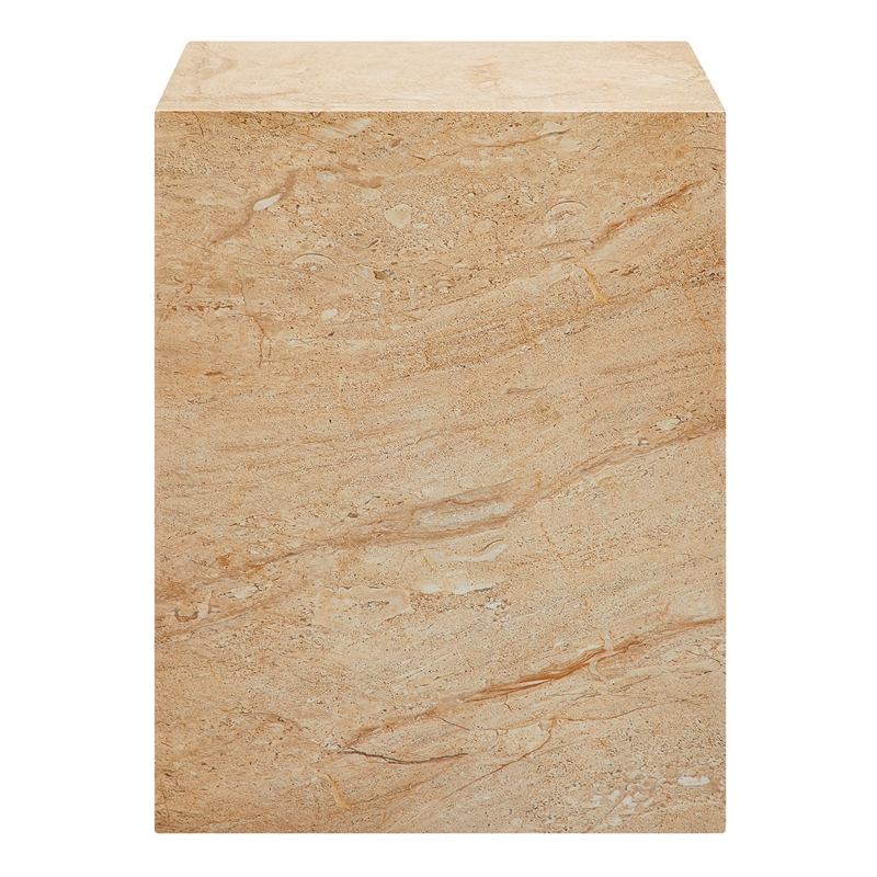 Jordana Square Plinth Indoor - Outdoor Patio Concrete Side Table in Travertine