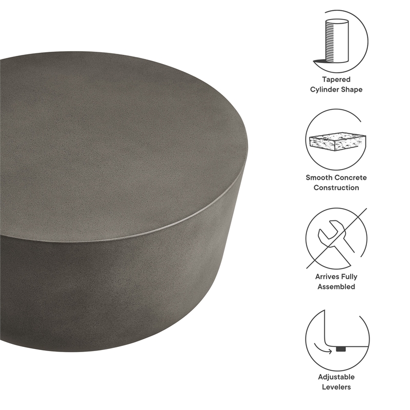 Brion Round Indoor - Outdoor Patio Concrete Coffee Table in Gray