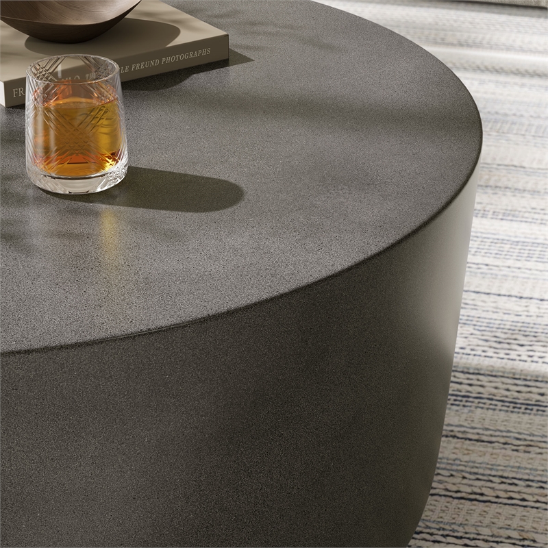 Brion Round Indoor - Outdoor Patio Concrete Coffee Table in Gray