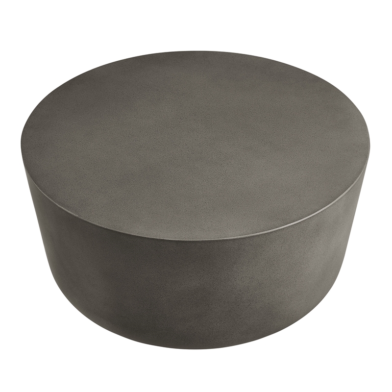 Brion Round Indoor - Outdoor Patio Concrete Coffee Table in Gray