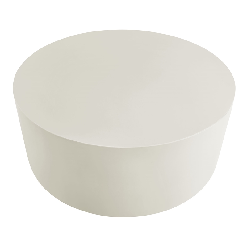 Brion Round Indoor - Outdoor Patio Concrete Coffee Table in White