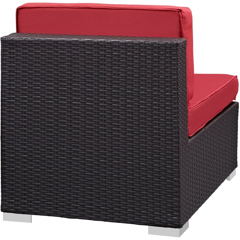 Gather Armless Outdoor Patio Sectional in Espresso Red