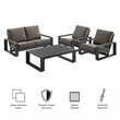 Modway Lirienne 4-Piece Outdoor Patio Aluminum Furniture Set in Smoke