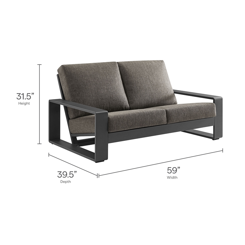 Modway Lirienne 4-Piece Outdoor Patio Aluminum Furniture Set in Smoke