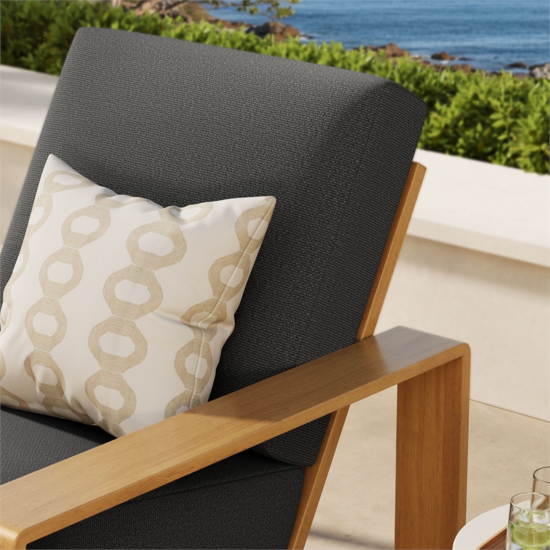 Lirienne Outdoor Patio Aluminum Faux Wood Armchair in Charcoal Natural