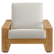 Lirienne Outdoor Patio Aluminum Faux Wood Armchair in Ivory Natural