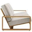 Lirienne Outdoor Patio Aluminum Faux Wood Sofa in Ivory Natural