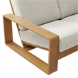 Lirienne Outdoor Patio Aluminum Faux Wood Sofa in Ivory Natural