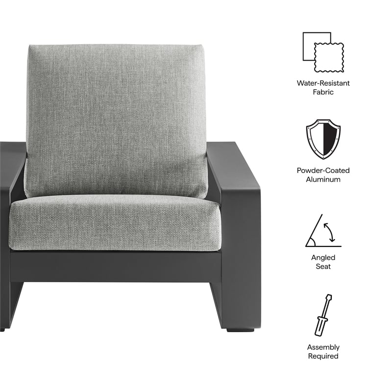 Lirienne Outdoor Patio Aluminum Armchair in Light Gray Gray