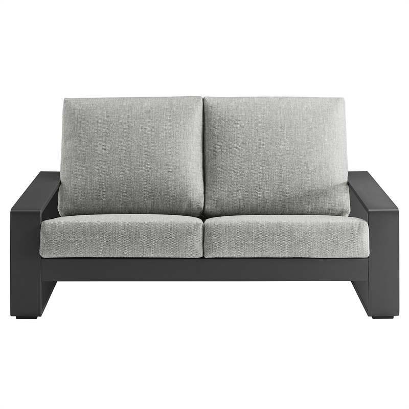 Lirienne Outdoor Patio Aluminum Loveseat in Light Gray Gray
