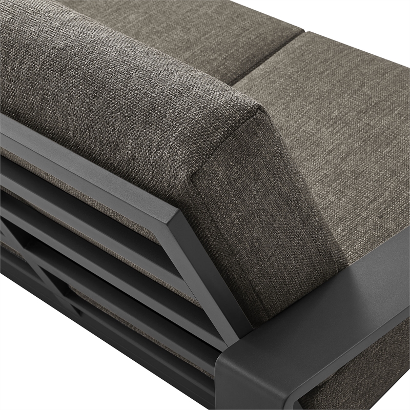 Lirienne Outdoor Patio Aluminum Loveseat in Smoke Gray