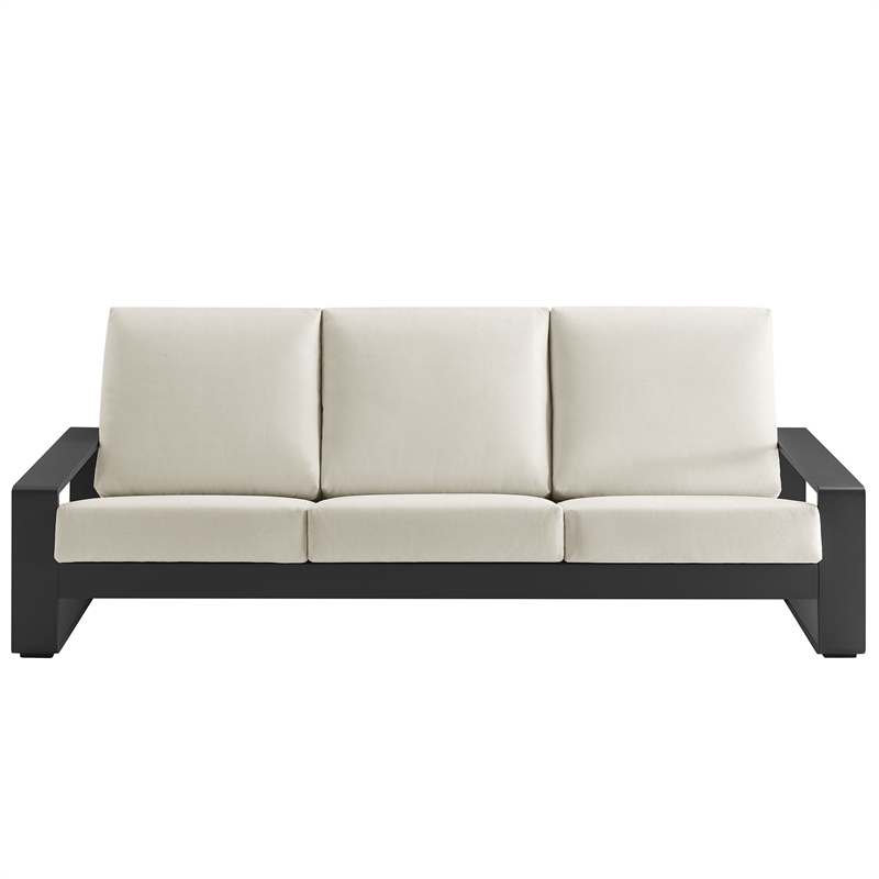 Lirienne Outdoor Patio Aluminum Sofa in Cream Gray