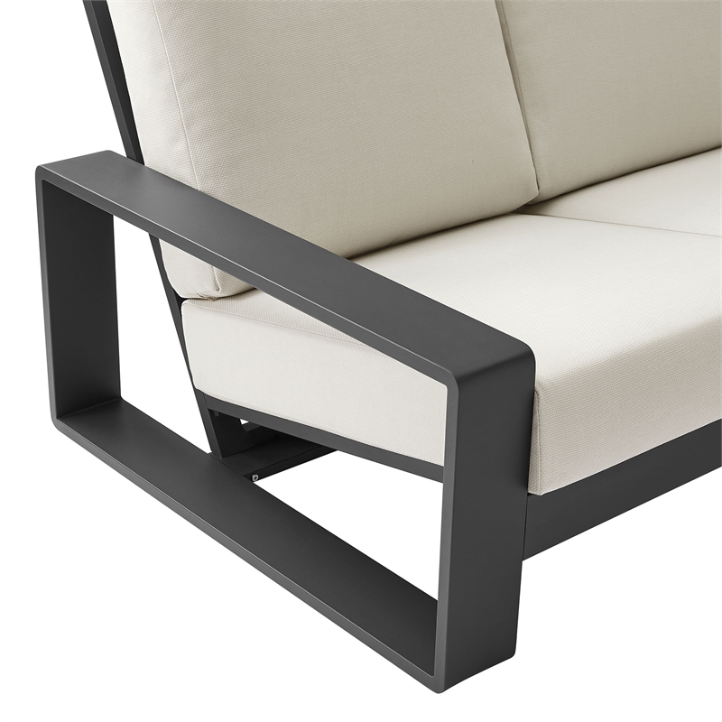 Lirienne Outdoor Patio Aluminum Sofa in Cream Gray